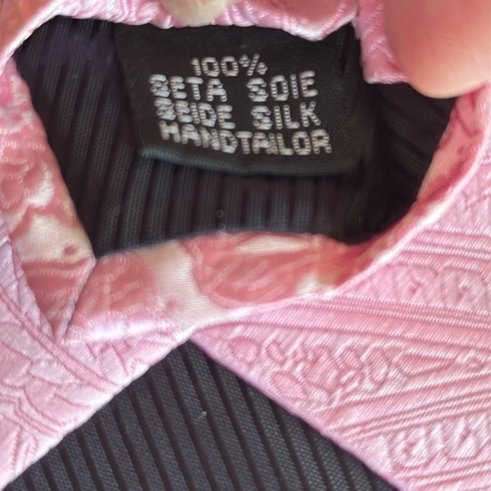 Barry Wang Prom Pink Paisley Silk Tie and Cufflinks Set Homecoming